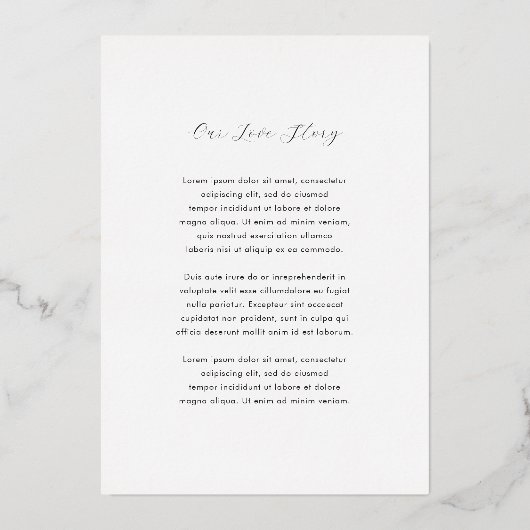 Minimalistische Hochzeit Folieneinladung (Rückseite)