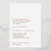 Minimalistische Hochzeit Folieneinladung (Vorderseite)