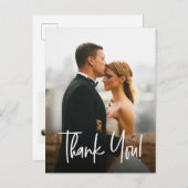 Minimalistische Hochzeit Foto Danke Custom Postkarte (Vorne/Hinten)