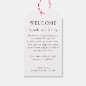 Minimalistische Hochzeit für die Gäste Willkommens Geschenkanhänger (Vorderseite)