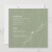 Minimalistische Hochzeit Grün und Weiß Einladung (Rückseite)