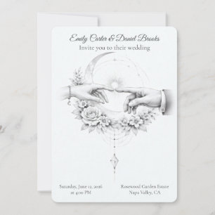 Minimalistische Hochzeit Hände Romantisches Paar Einladung