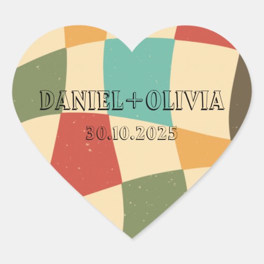Minimalistische Hochzeit Herz-Aufkleber (Vorderseite)
