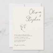 Minimalistische Hochzeit im Elfenbeinromantik-Foto Einladung (Vorderseite)