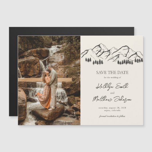 Minimalistische Hochzeit im Freien rettet das Datu Magneteinladung (Vorne/Hinten)