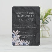 Minimalistische Hochzeit im Schwarzen Winter Einladung (Stehend Vorderseite)