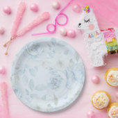 Minimalistische Hochzeit in Aquarellblau Pappteller (Party)