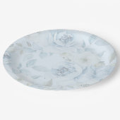 Minimalistische Hochzeit in Aquarellblau Pappteller (Schrägansicht)