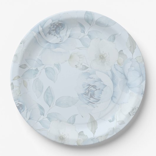 Minimalistische Hochzeit in Aquarellblau Pappteller (Vorderseite)