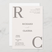 Minimalistische Hochzeit in Beige und Brown Einladung (Vorne/Hinten)