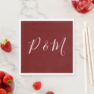 Minimalistische Hochzeit in Burgund Rot und Weiß Serviette