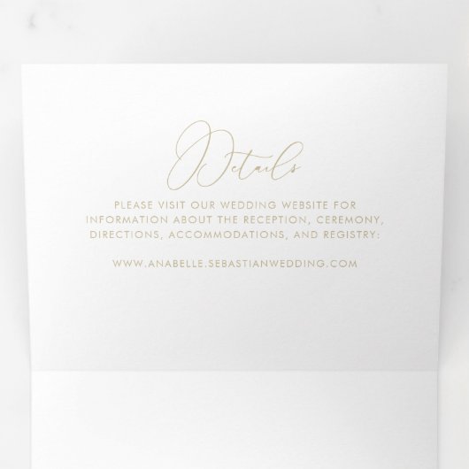 Minimalistische Hochzeit in Gold-Klasse Dreifach Gefaltete Einladung (Innen Erste Seite)
