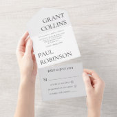 Minimalistische Hochzeit in Grau All In One Einladung (Abreißen)