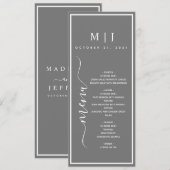Minimalistische Hochzeit in Grau und Weiß Menükarte (Vorne/Hinten)