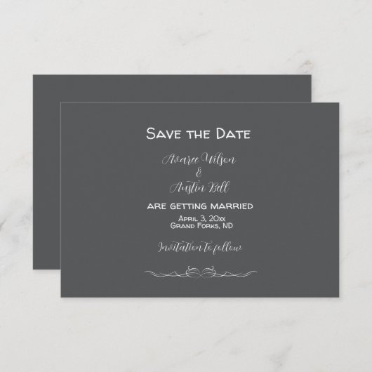 Minimalistische Hochzeit in Grau und Weiß Save The Date (Vorne/Hinten)