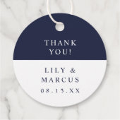 Minimalistische Hochzeit in Navy und Weiß Geschenkanhänger (Rückseite)