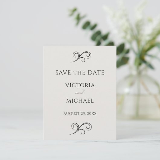 Minimalistische Hochzeit in neutralen, modernen Ro Save The Date (Stehend Vorderseite)