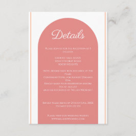 Minimalistische Hochzeit in Rosa Arch Begleitkarte