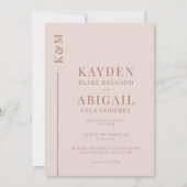 Minimalistische Hochzeit in Rosa Einladung (Vorderseite)