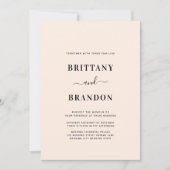 Minimalistische Hochzeit in Rosa Einladung (Vorderseite)