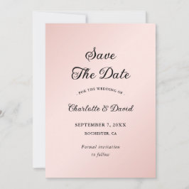 Minimalistische Hochzeit in Rosa und Schwarz Save The Date
