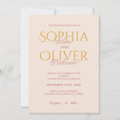 Minimalistische Hochzeit in Rot und Gold Einladung (Vorderseite)