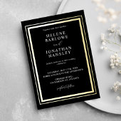 Minimalistische Hochzeit in Schwarz und Gold Einladung