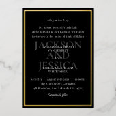 Minimalistische Hochzeit in Schwarz und Gold Folieneinladung (Vorderseite)