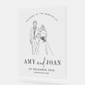 Minimalistische Hochzeit in Schwarz und Weiß Acrylschild (Winkel)