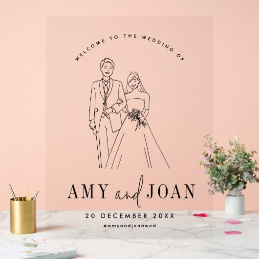 Minimalistische Hochzeit in Schwarz und Weiß Acrylschild (Hochzeit)