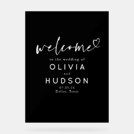 Minimalistische Hochzeit in Schwarz und Weiß Acrylschild