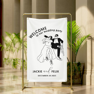 Minimalistische Hochzeit in Schwarz und Weiß Banner