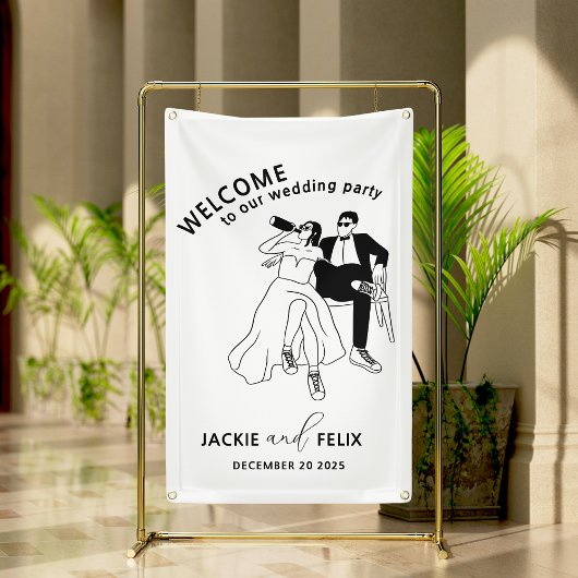 Minimalistische Hochzeit in Schwarz und Weiß Banner