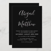 Minimalistische Hochzeit in Schwarz und Weiß Einladung (Vorne/Hinten)