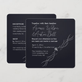 Minimalistische Hochzeit in Schwarz und Weiß Einladung