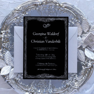 Minimalistische Hochzeit in Schwarz und Weiß Einladung