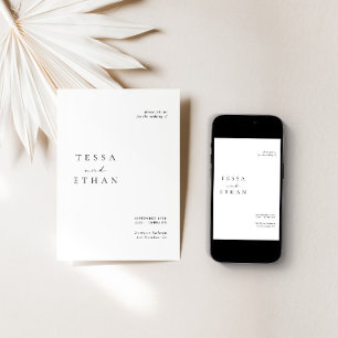 Minimalistische Hochzeit in Schwarz und Weiß Einladung