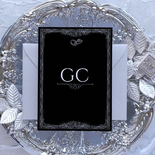 Minimalistische Hochzeit in Schwarz und Weiß Einladung