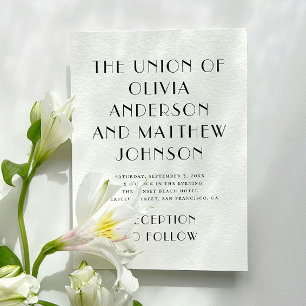 Minimalistische Hochzeit in Schwarz und Weiß Einladung