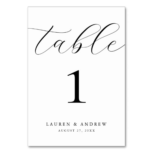 Minimalistische Hochzeit in Schwarz und Weiß | Eve Tischnummer (Rückseite)
