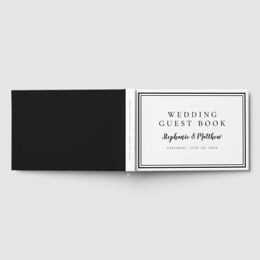 Minimalistische Hochzeit in Schwarz und Weiß Gästebuch (Voll)