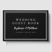 Minimalistische Hochzeit in Schwarz und Weiß Gästebuch (Vorderseite)