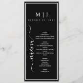 Minimalistische Hochzeit in Schwarz und Weiß Menükarte (Vorderseite)