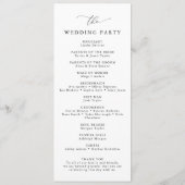 Minimalistische Hochzeit in Schwarz und Weiß Programm (Rückseite)