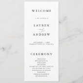 Minimalistische Hochzeit in Schwarz und Weiß Programm (Vorderseite)