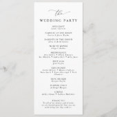 Minimalistische Hochzeit in Schwarz und Weiß Programm (Rückseite)