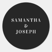 Minimalistische Hochzeit in Schwarz und Weiß Runder Aufkleber (Vorderseite)