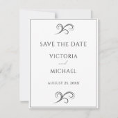 Minimalistische Hochzeit in Schwarz und Weiß Save The Date (Vorderseite)
