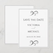 Minimalistische Hochzeit in Schwarz und Weiß Save The Date (Vorne/Hinten)