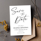Minimalistische Hochzeit in Schwarz und Weiß Save The Date